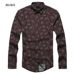 Floral Casual Men Shirt Long Sleeve Europe Style Slim Fit - Yrvan-Shop