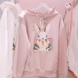 Cute Rabbit Women Bunny Sweatshirt Korean Pink Hoodie - Yrvan-Shop