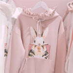 Cute Rabbit Women Bunny Sweatshirt Korean Pink Hoodie - Yrvan-Shop