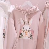 Cute Rabbit Women Bunny Sweatshirt Korean Pink Hoodie - Yrvan-Shop