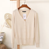 27 Solid Color Women Knitted Cardigan Casual V-Neck Sweater - Yrvan-Shop