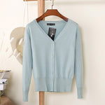 27 Solid Color Women Knitted Cardigan Casual V-Neck Sweater - Yrvan-Shop