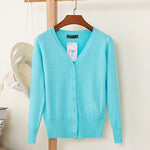 27 Solid Color Women Knitted Cardigan Casual V-Neck Sweater - Yrvan-Shop