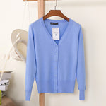 27 Solid Color Women Knitted Cardigan Casual V-Neck Sweater - Yrvan-Shop