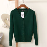 27 Solid Color Women Knitted Cardigan Casual V-Neck Sweater - Yrvan-Shop