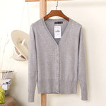 27 Solid Color Women Knitted Cardigan Casual V-Neck Sweater - Yrvan-Shop