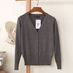 27 Solid Color Women Knitted Cardigan Casual V-Neck Sweater - Yrvan-Shop