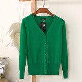 27 Solid Color Women Knitted Cardigan Casual V-Neck Sweater - Yrvan-Shop