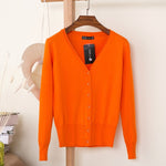 27 Solid Color Women Knitted Cardigan Casual V-Neck Sweater - Yrvan-Shop