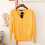 27 Solid Color Women Knitted Cardigan Casual V-Neck Sweater - Yrvan-Shop