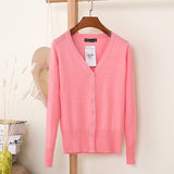 27 Solid Color Women Knitted Cardigan Casual V-Neck Sweater - Yrvan-Shop