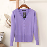 27 Solid Color Women Knitted Cardigan Casual V-Neck Sweater - Yrvan-Shop