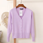 27 Solid Color Women Knitted Cardigan Casual V-Neck Sweater - Yrvan-Shop