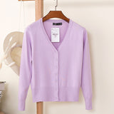 27 Solid Color Women Knitted Cardigan Casual V-Neck Sweater - Yrvan-Shop