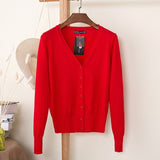 27 Solid Color Women Knitted Cardigan Casual V-Neck Sweater - Yrvan-Shop