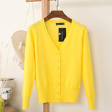 27 Solid Color Women Knitted Cardigan Casual V-Neck Sweater - Yrvan-Shop