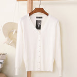 27 Solid Color Women Knitted Cardigan Casual V-Neck Sweater - Yrvan-Shop