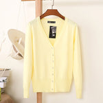 27 Solid Color Women Knitted Cardigan Casual V-Neck Sweater - Yrvan-Shop