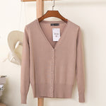 27 Solid Color Women Knitted Cardigan Casual V-Neck Sweater - Yrvan-Shop