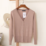 27 Solid Color Women Knitted Cardigan Casual V-Neck Sweater - Yrvan-Shop