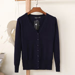 27 Solid Color Women Knitted Cardigan Casual V-Neck Sweater - Yrvan-Shop