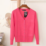 27 Solid Color Women Knitted Cardigan Casual V-Neck Sweater - Yrvan-Shop