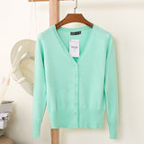 27 Solid Color Women Knitted Cardigan Casual V-Neck Sweater - Yrvan-Shop