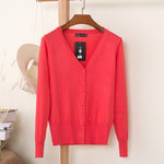 27 Solid Color Women Knitted Cardigan Casual V-Neck Sweater - Yrvan-Shop