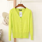 27 Solid Color Women Knitted Cardigan Casual V-Neck Sweater - Yrvan-Shop