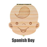 Spanish English Dutch Portugal French Russia  Baby Wood Tooth Box Organizer Milk Teeth Storage Collect Teeth Umbilica Save Gifts - Yrvan-Shop