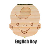 Spanish English Dutch Portugal French Russia  Baby Wood Tooth Box Organizer Milk Teeth Storage Collect Teeth Umbilica Save Gifts - Yrvan-Shop
