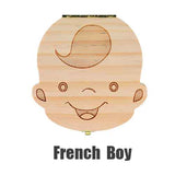 Spanish English Dutch Portugal French Russia  Baby Wood Tooth Box Organizer Milk Teeth Storage Collect Teeth Umbilica Save Gifts - Yrvan-Shop