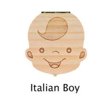 Spanish English Dutch Portugal French Russia  Baby Wood Tooth Box Organizer Milk Teeth Storage Collect Teeth Umbilica Save Gifts - Yrvan-Shop
