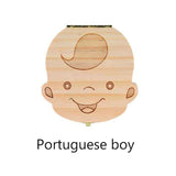 Spanish English Dutch Portugal French Russia  Baby Wood Tooth Box Organizer Milk Teeth Storage Collect Teeth Umbilica Save Gifts - Yrvan-Shop