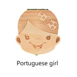 Spanish English Dutch Portugal French Russia  Baby Wood Tooth Box Organizer Milk Teeth Storage Collect Teeth Umbilica Save Gifts - Yrvan-Shop