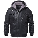 Men's Real Leather Jacket Men Motorcycle Removable Hood winter coat Men Warm Genuine Leather Jackets - Yrvan-Shop